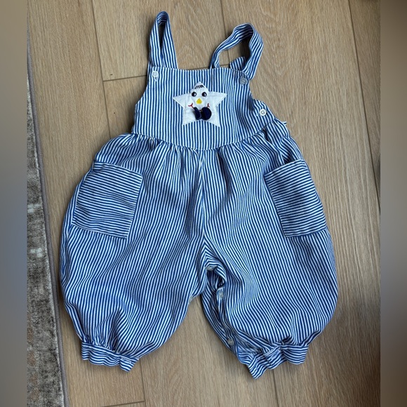 Vintage Blue Stripe Smiley Star Toddler Jumpsuit - Picture 1 of 5